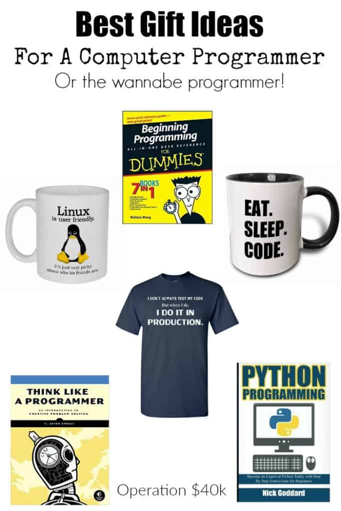 Best Gift Ideas For Computer Programmers, or those who want to become programmers! This list is full of great tools, books, & fun gifts for any programmer!